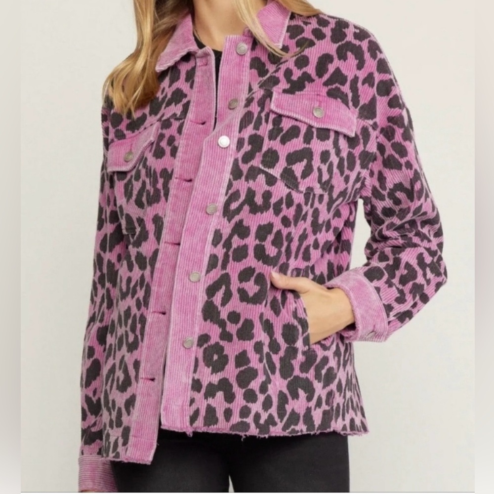 Entro Corduroy Animal Print Jacket Sz M NWOT